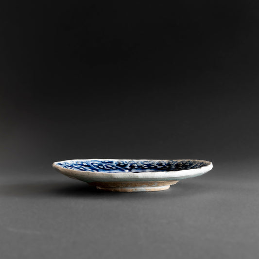 Ash Glaze & Zaffer Imprint Plate (16cm)