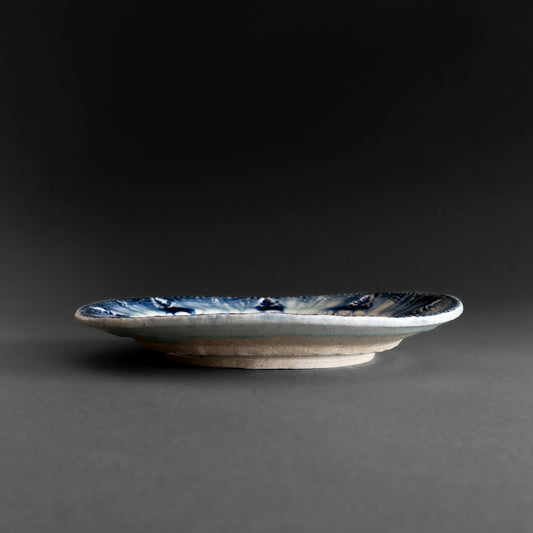 Ash Glaze & Zaffer Imprint Plate (22cm)