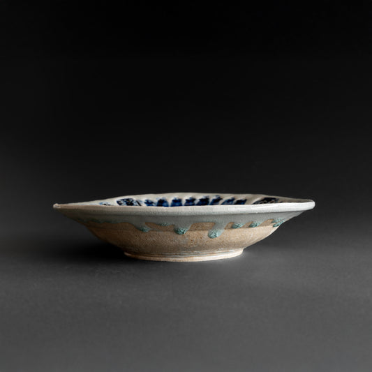 Ash Glaze & Zaffer Imprint Plate (24cm)