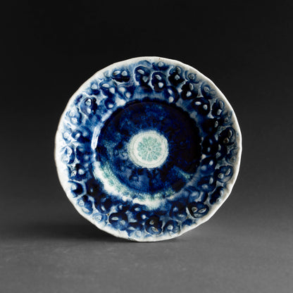 Ash Glaze & Zaffer Imprint Plate (16cm)