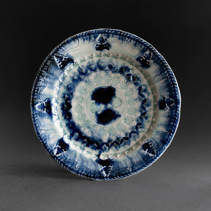 Ash Glaze & Zaffer Imprint Plate (22cm)