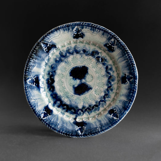 Ash Glaze & Zaffer Imprint Plate (22cm)