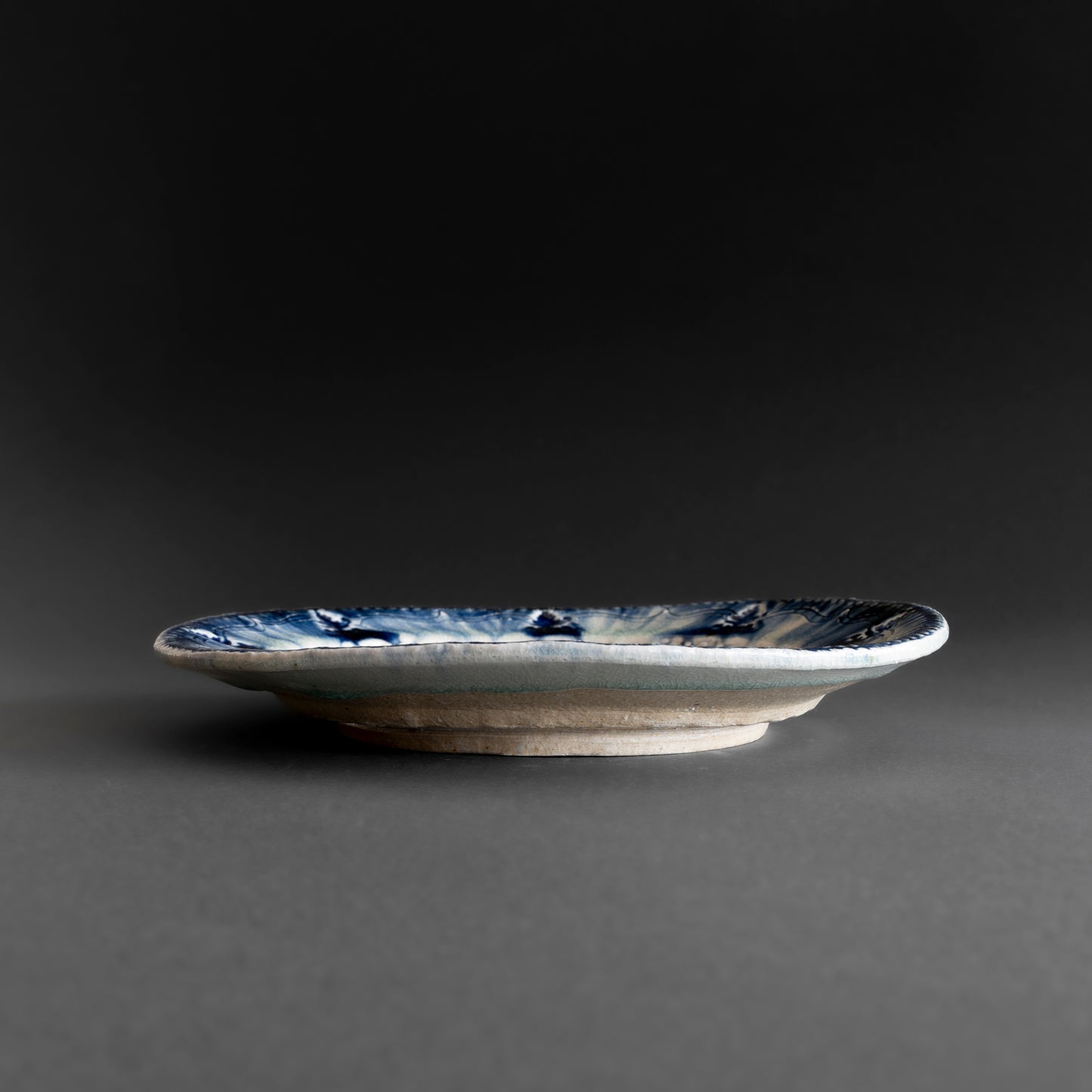 Ash Glaze & Zaffer Imprint Plate (22cm)