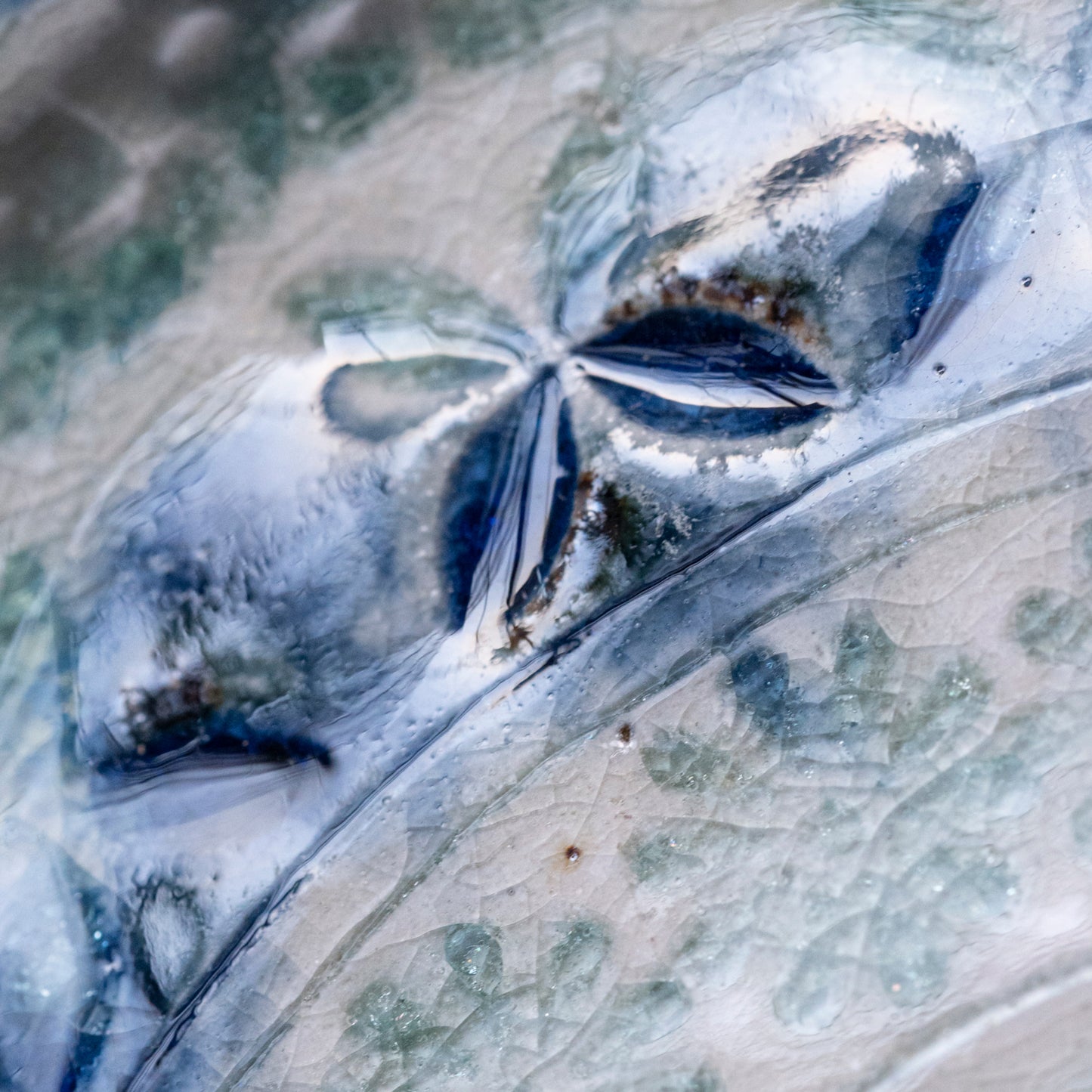 Ash Glaze & Zaffer Imprint Plate (22cm)