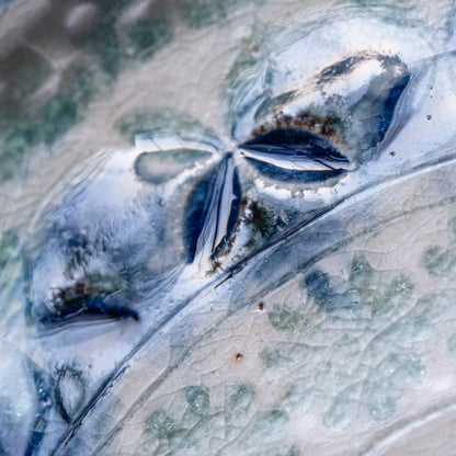 Ash Glaze & Zaffer Imprint Plate (22cm)