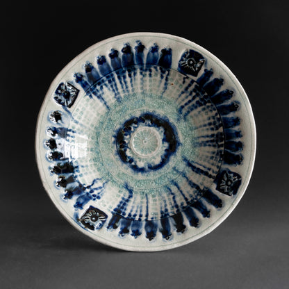 Ash Glaze & Zaffer Imprint Plate (24cm)