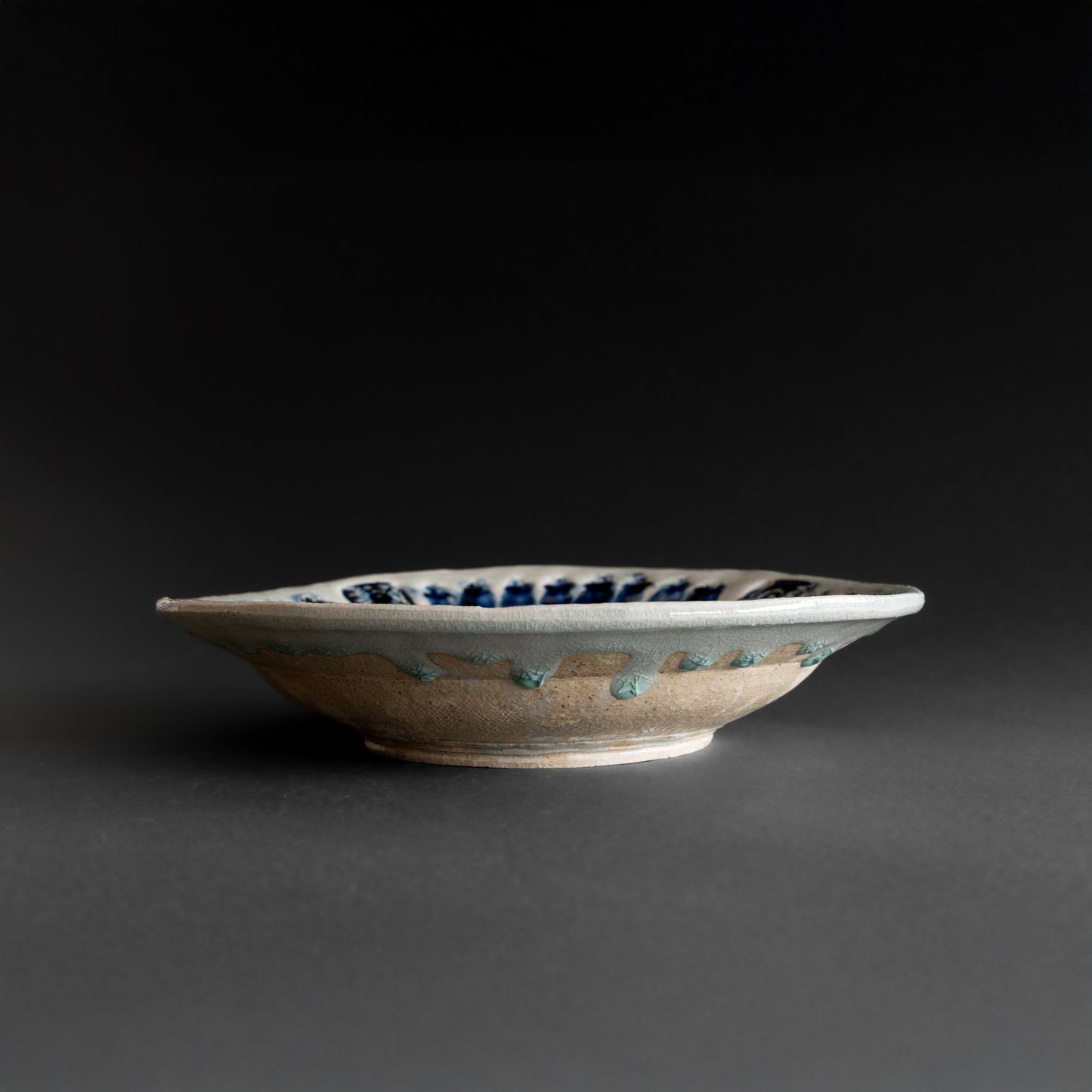 Ash Glaze & Zaffer Imprint Plate (24cm)