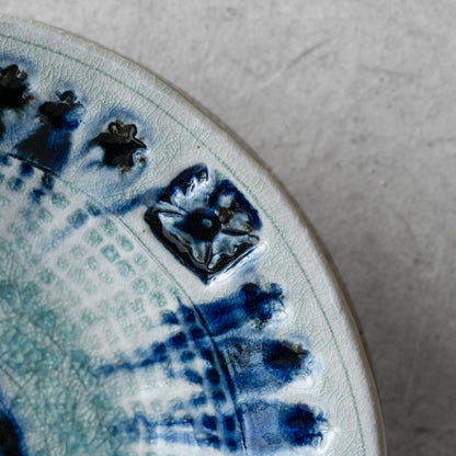 Ash Glaze & Zaffer Imprint Plate (24cm)