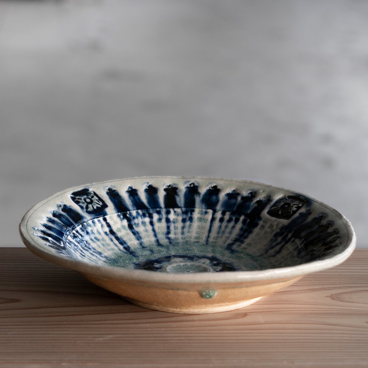 Ash Glaze & Zaffer Imprint Plate (24cm)