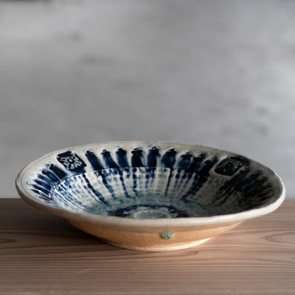 Ash Glaze & Zaffer Imprint Plate (24cm)