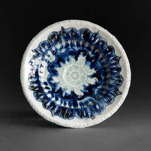 Ash Glaze & Zaffer Imprint Plate (24cm)