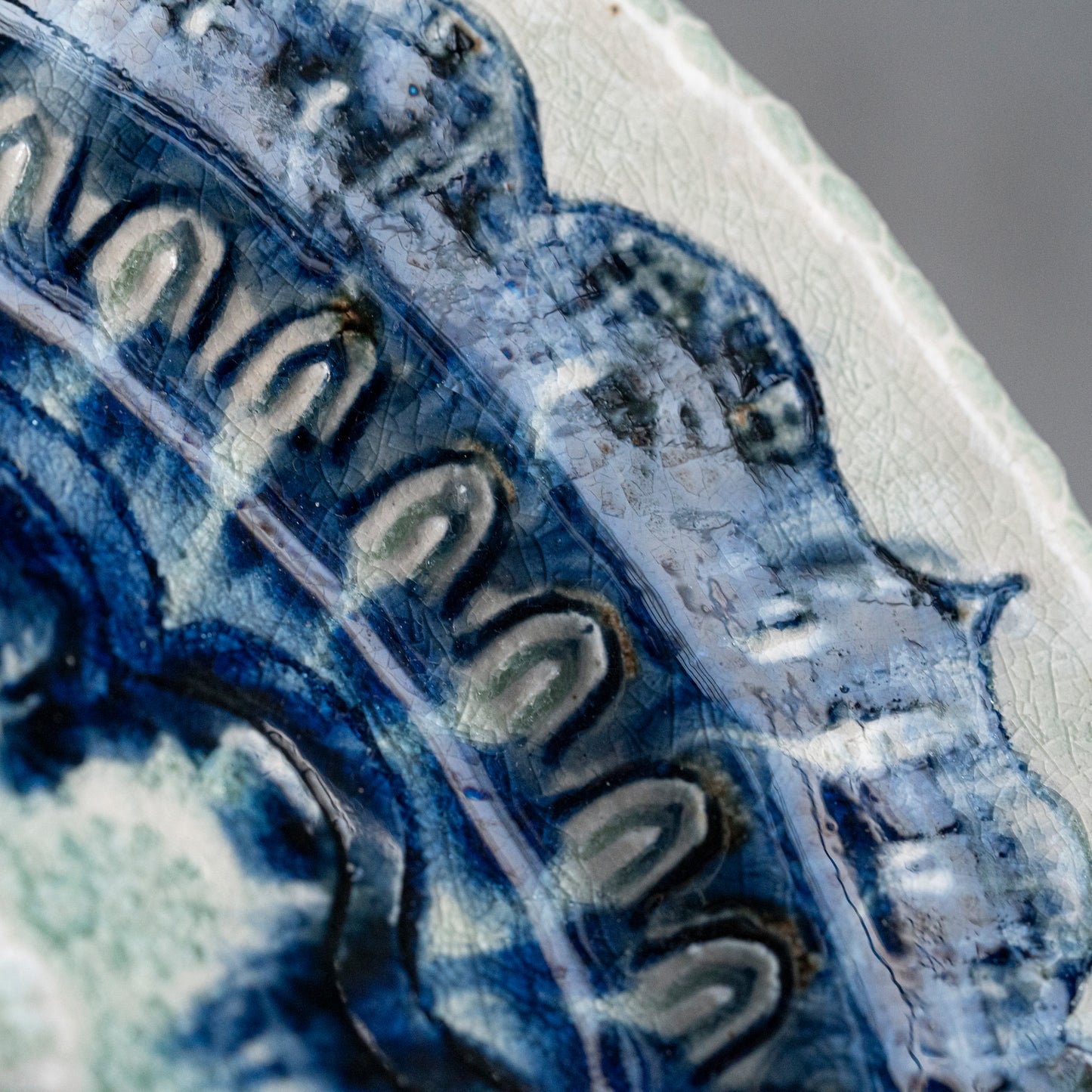 Ash Glaze & Zaffer Imprint Plate (24cm)