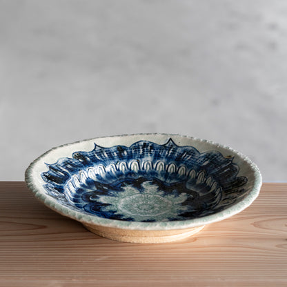 Ash Glaze & Zaffer Imprint Plate (24cm)