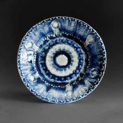 Ash Glaze & Zaffer Imprint Plate (24cm)