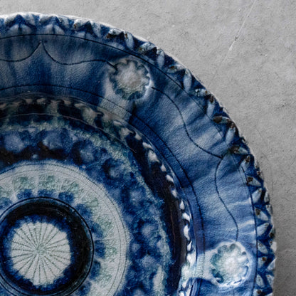 Ash Glaze & Zaffer Imprint Plate (24cm)