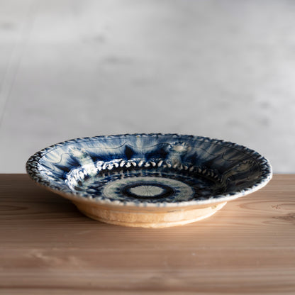 Ash Glaze & Zaffer Imprint Plate (24cm)