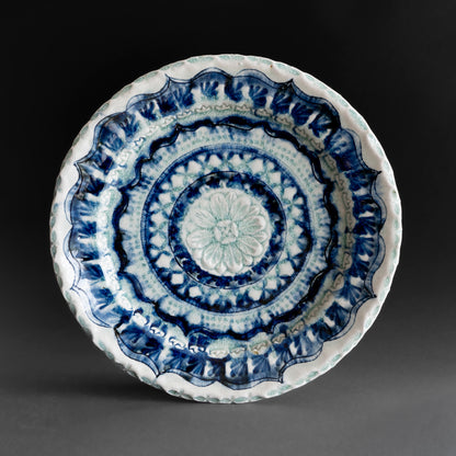 Ash Glaze & Zaffer Imprint Plate (28cm)