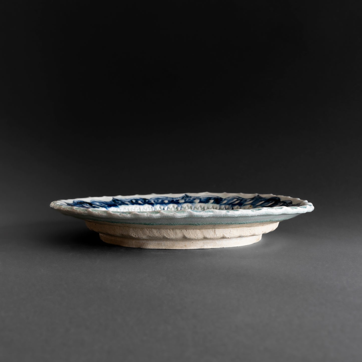 Ash Glaze & Zaffer Imprint Plate (28cm)