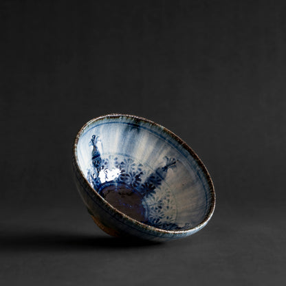 Ash Glaze & Zaffer Imprint Bowl