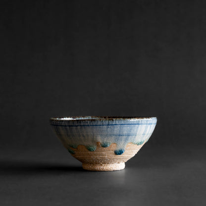 Ash Glaze & Zaffer Imprint Bowl