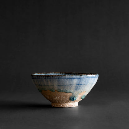Ash Glaze & Zaffer Imprint Bowl