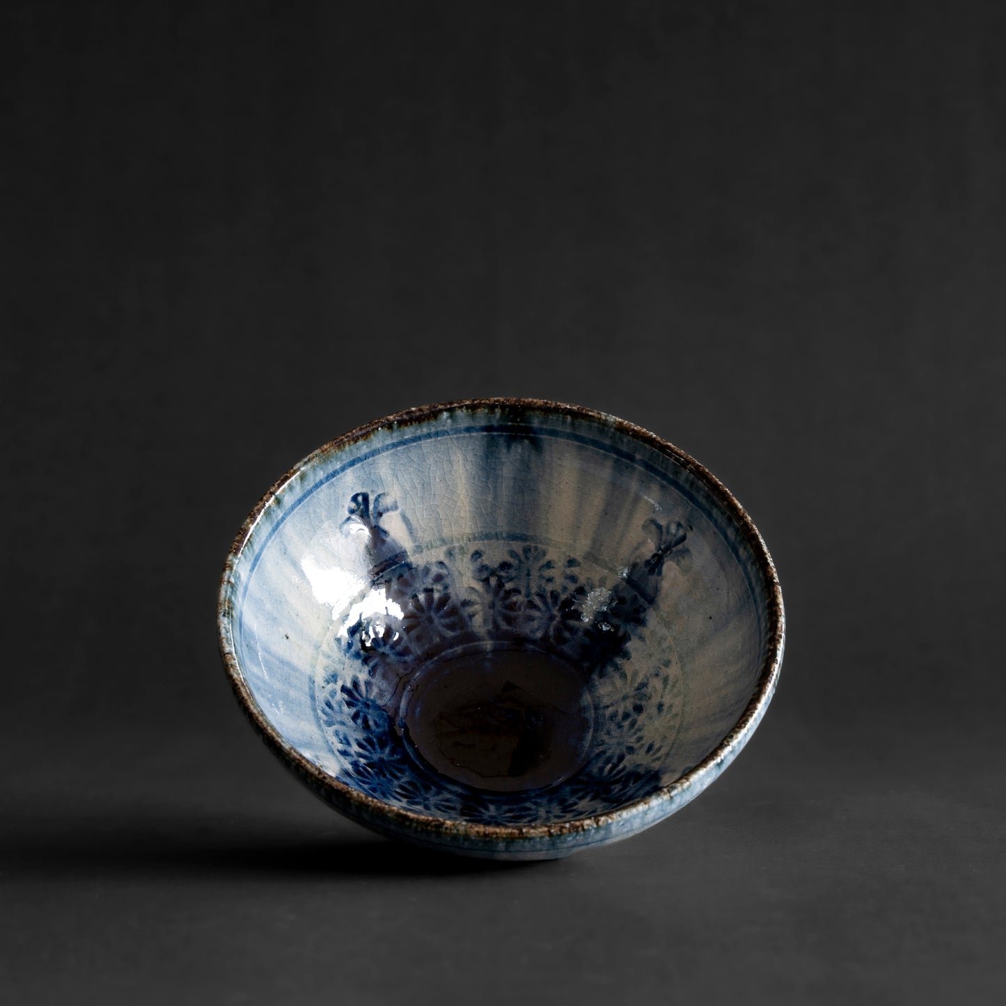 Ash Glaze & Zaffer Imprint Bowl