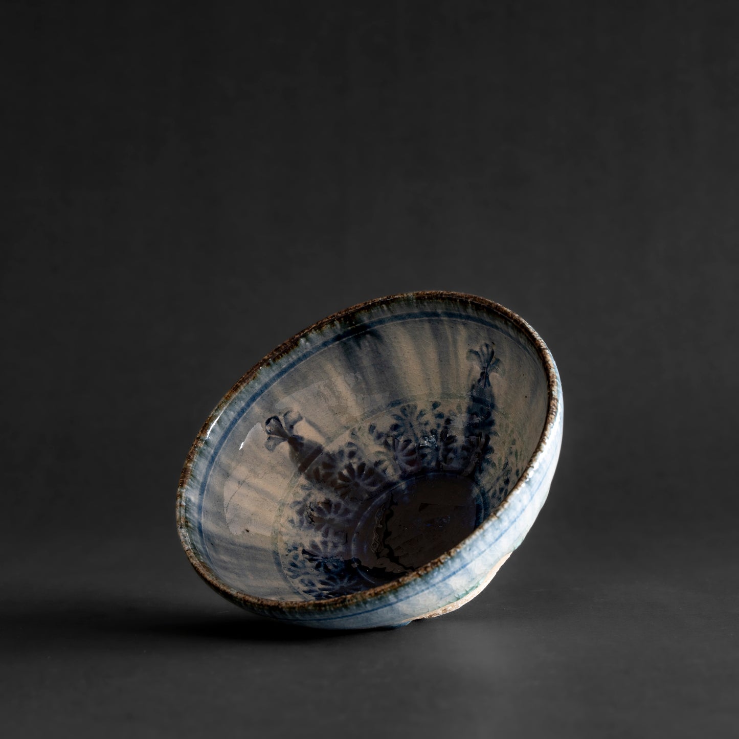 Ash Glaze & Zaffer Imprint Bowl