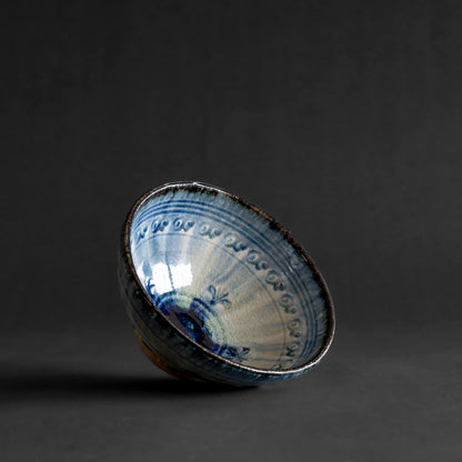 Ash Glaze & Zaffer Imprint Bowl