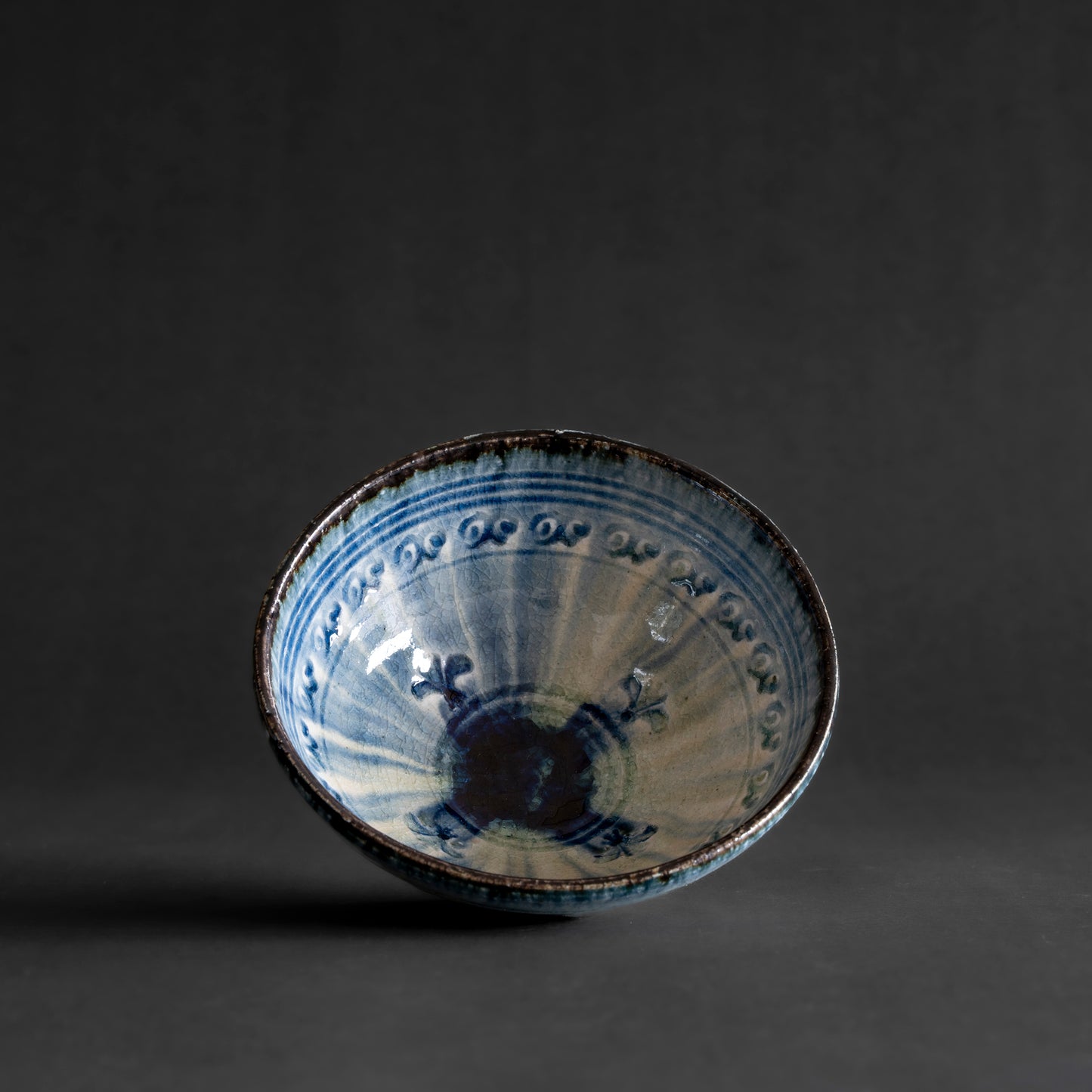Ash Glaze & Zaffer Imprint Bowl