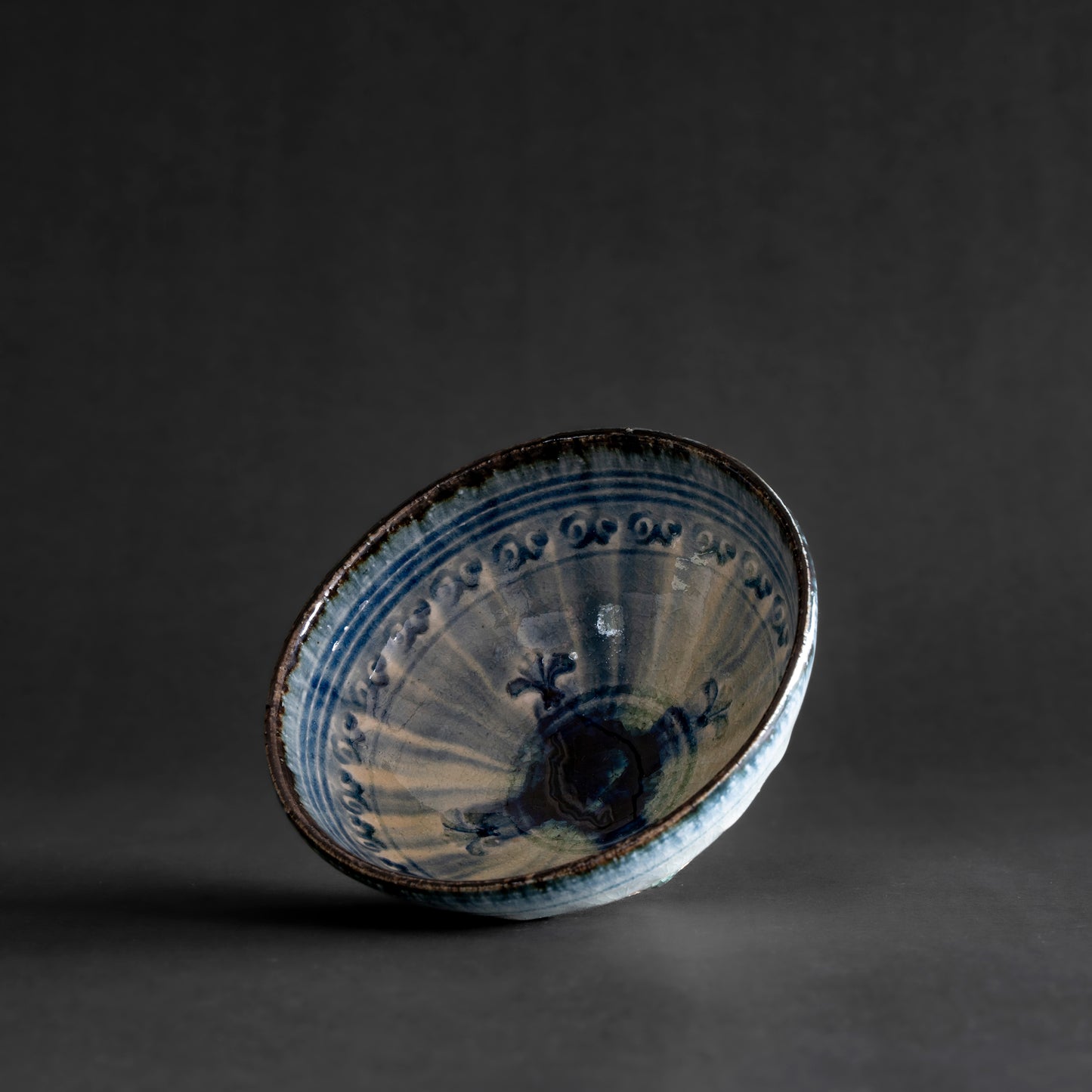 Ash Glaze & Zaffer Imprint Bowl