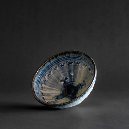 Ash Glaze & Zaffer Imprint Bowl