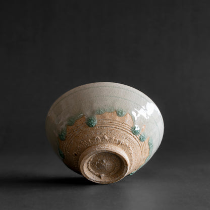 Ash Glaze & Zaffer Imprint Bowl