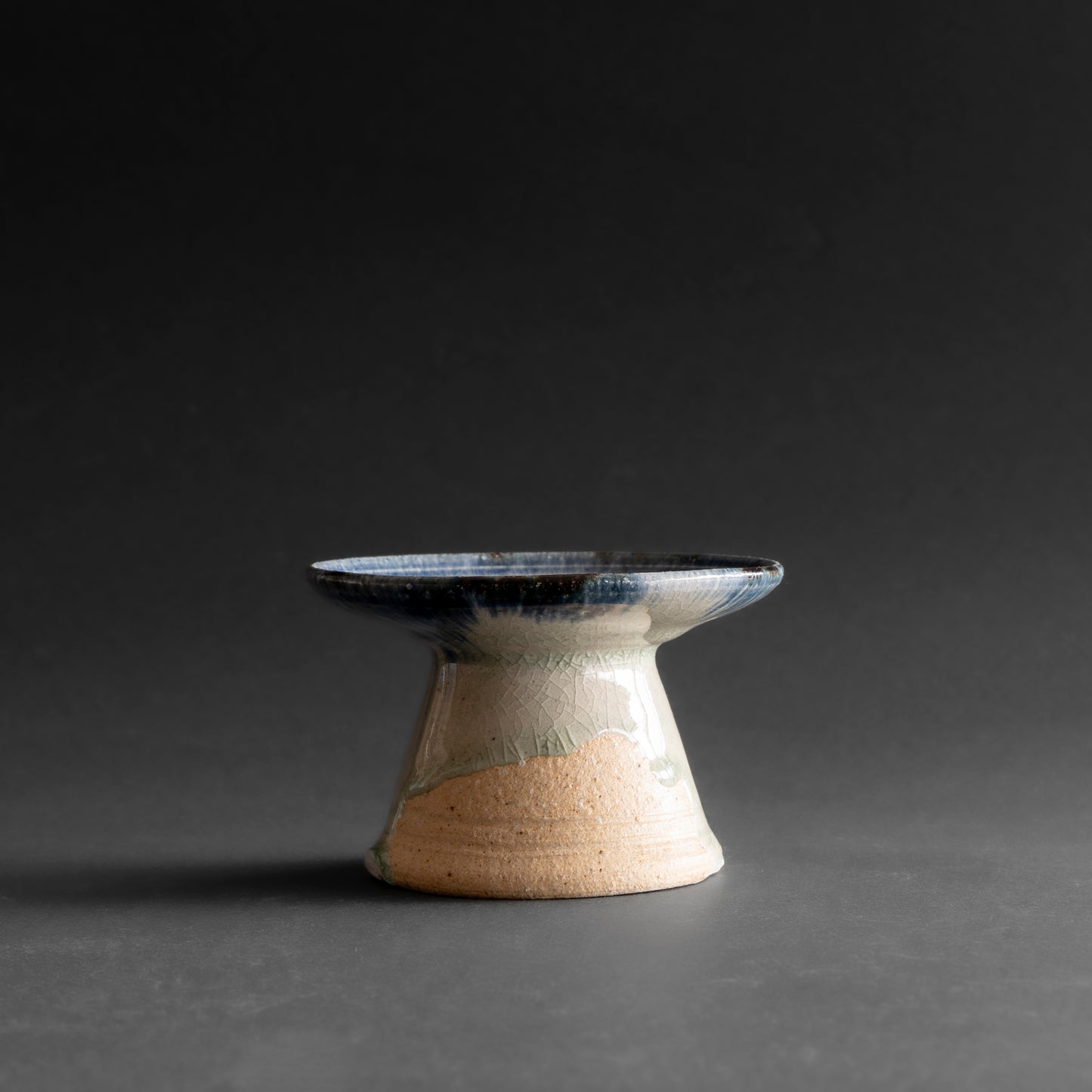 Ash Glaze & Zaffer Footed Plate