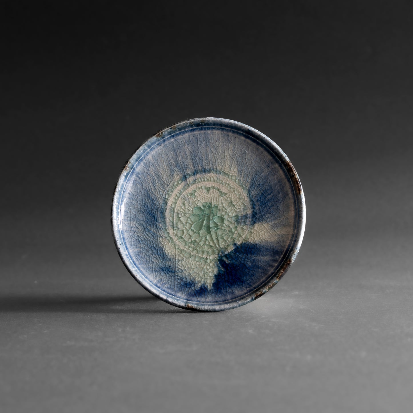Ash Glaze & Zaffer Footed Plate