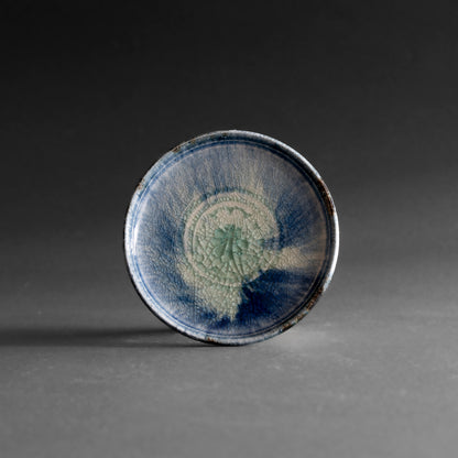 Ash Glaze & Zaffer Footed Plate