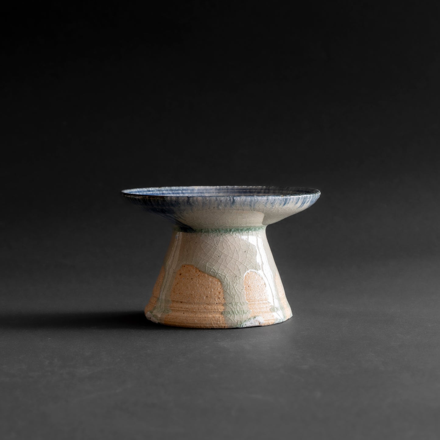 Ash Glaze & Zaffer Footed Plate