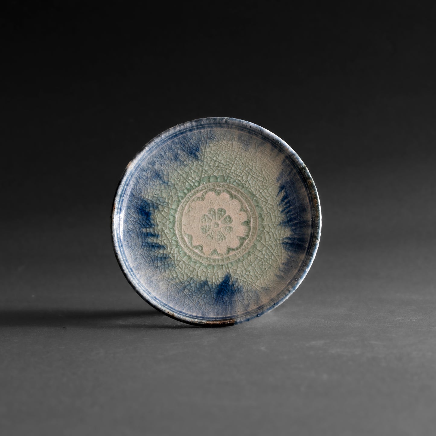Ash Glaze & Zaffer Footed Plate