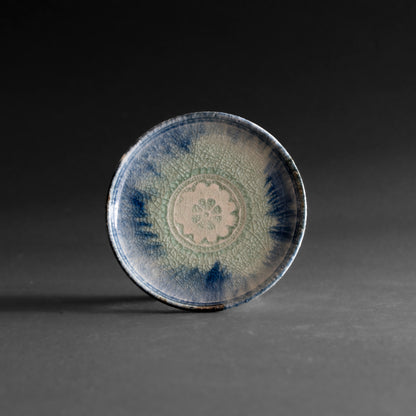 Ash Glaze & Zaffer Footed Plate