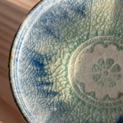Ash Glaze & Zaffer Footed Plate