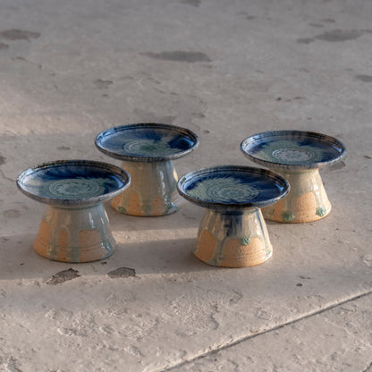 Ash Glaze & Zaffer Footed Plate