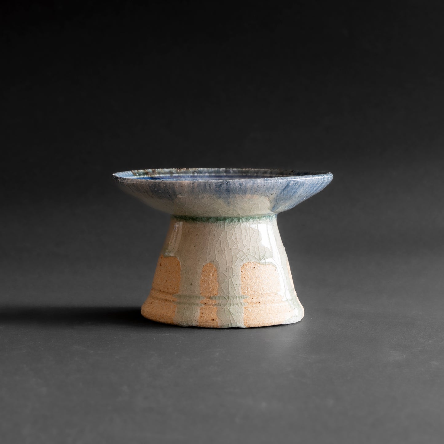 Ash Glaze & Zaffer Footed Plate