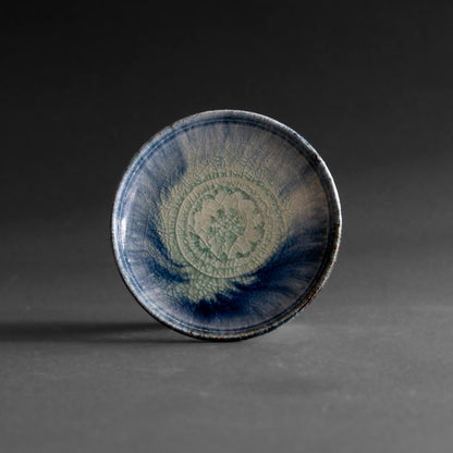 Ash Glaze & Zaffer Footed Plate