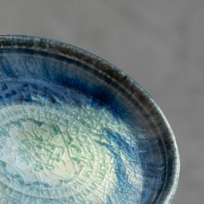 Ash Glaze & Zaffer Footed Plate