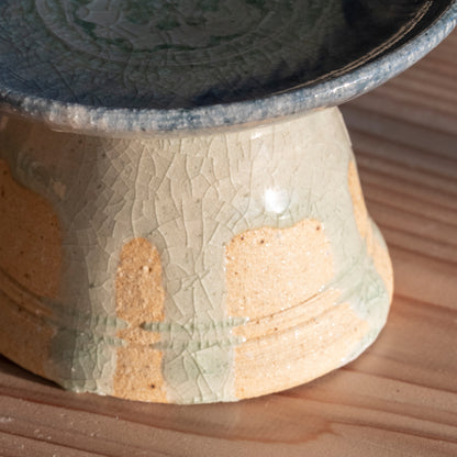 Ash Glaze & Zaffer Footed Plate