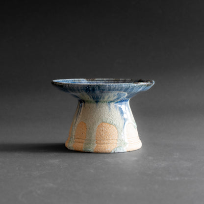 Ash Glaze & Zaffer Footed Plate