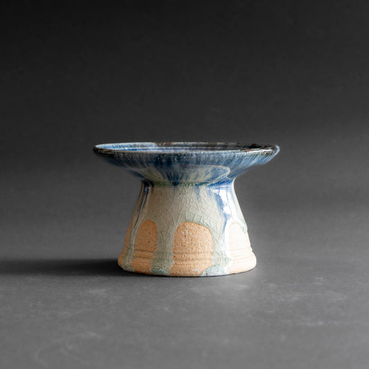 Ash Glaze & Zaffer Footed Plate