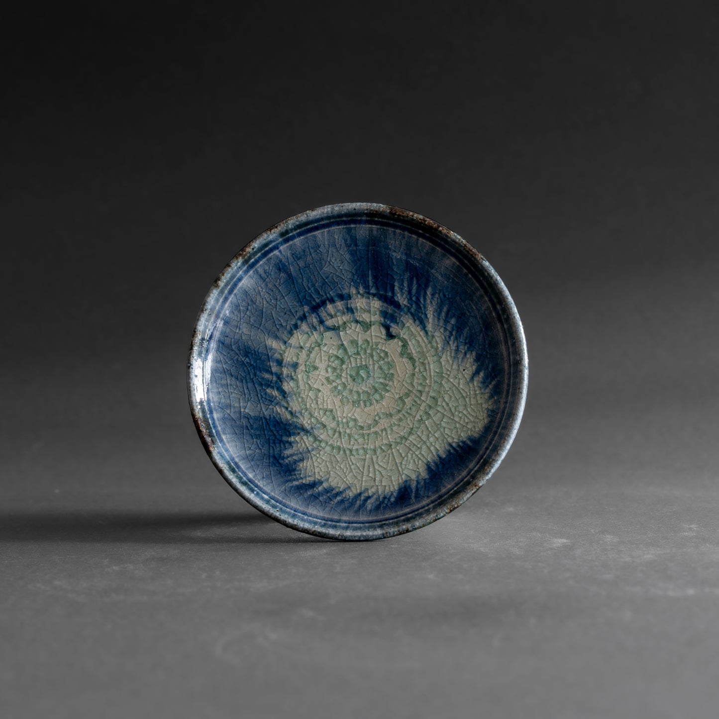 Ash Glaze & Zaffer Footed Plate