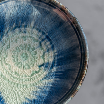 Ash Glaze & Zaffer Footed Plate