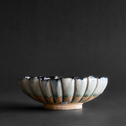 Ash Glaze & Zaffer Oval Bowl