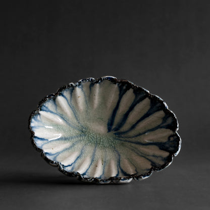 Ash Glaze & Zaffer Oval Bowl